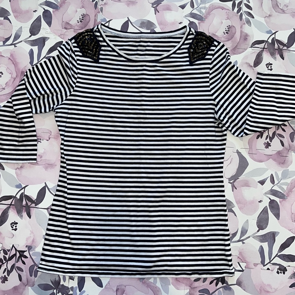 Nautical long sleeve shirt with sequins